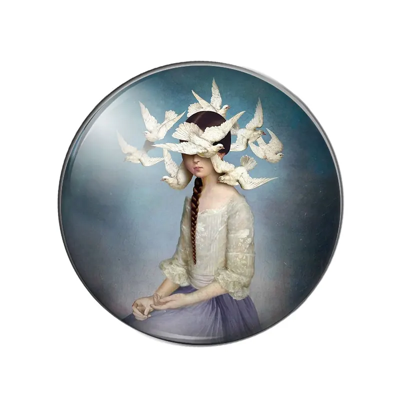 Beautiful Girls and Moon Star Paintings 10pcs 12mm/18mm/20mm/25mm Round photo glass cabochon demo flat back Making findings