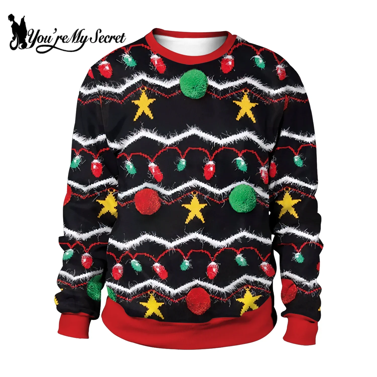 

[Ты мой секрет] Пара рождественских пуловеров с 3D принтом Иисуса Санта-Клауса, милые рубашки Kawaii Y2K, топы 90-х годов, футболки, костюмы в стиле Харадзюку