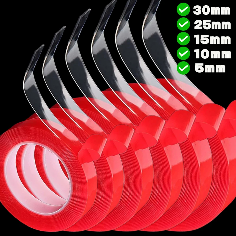 1/2/3Roll Double Sided Adhesive Tape Trong Viscosity Transparent Polyester Resin Tapes No Traces Fixed Stickers for Home Office