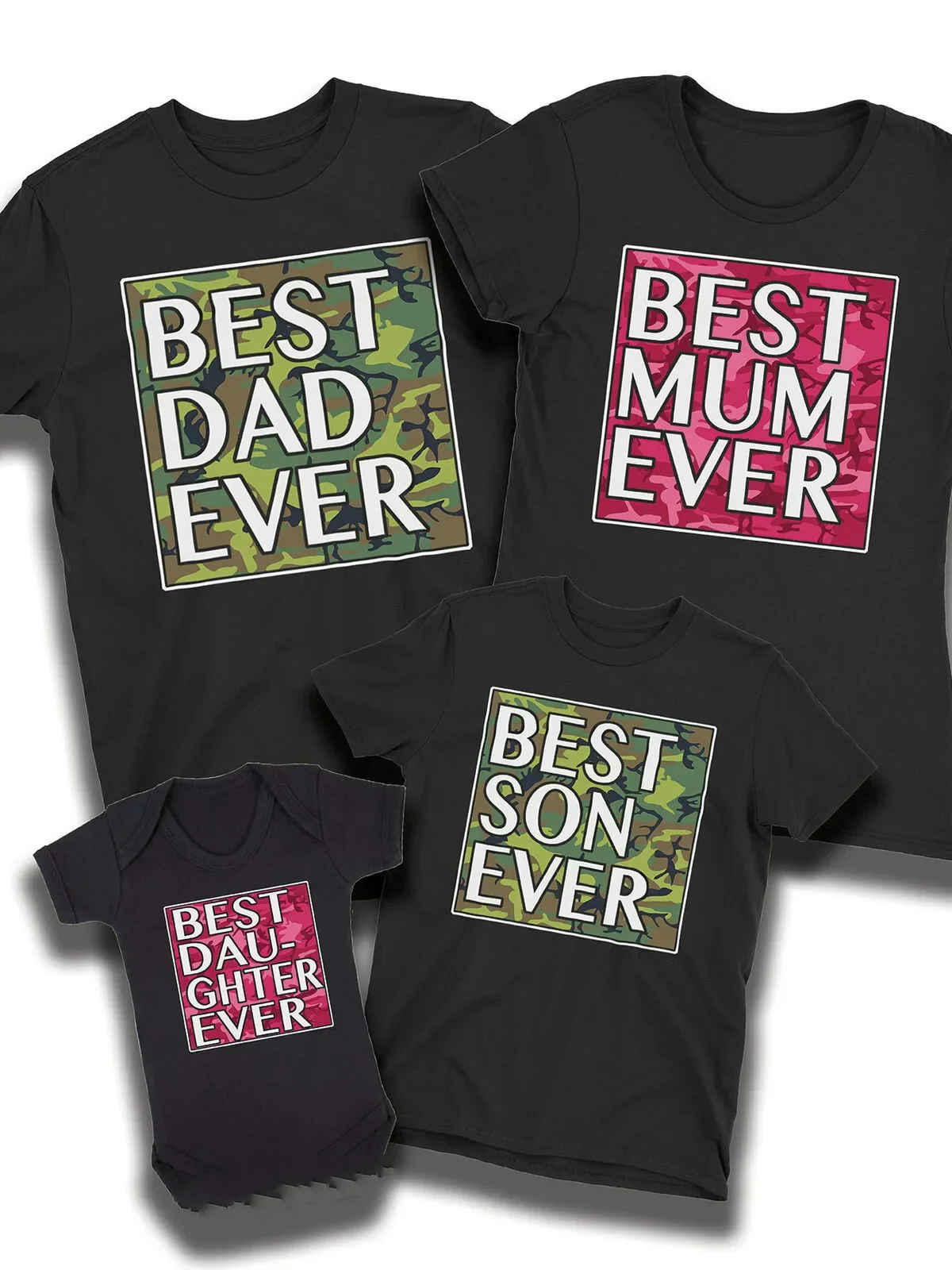 

Best Dad Ever Camo T-Shirt Father Mom Son Daughter Baby Family Matching Outfits Cute Gift