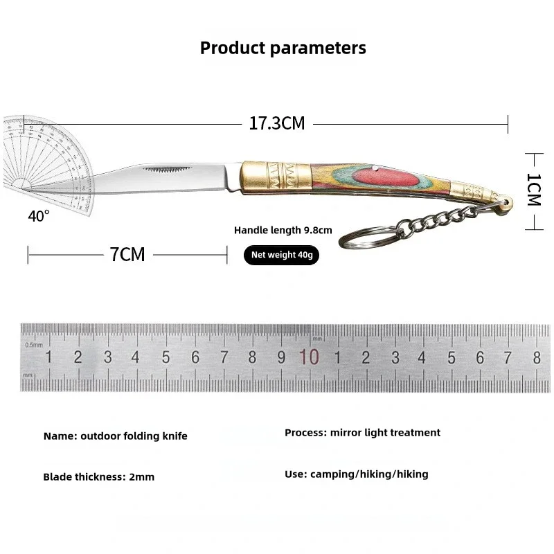Madeira colorida acampamento ao ar livre conveniente faca dobrável chaveiro doméstico tibetano multi funcional bolso faca tática