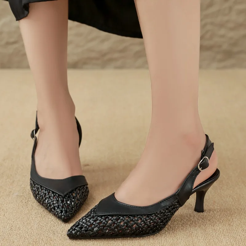 

High Heels Women Sandals Sexy Summer Shoes Trend 2025 New Elegant Woman Slippers Dress Party Hollow Woman Slingback Pumps Mujer