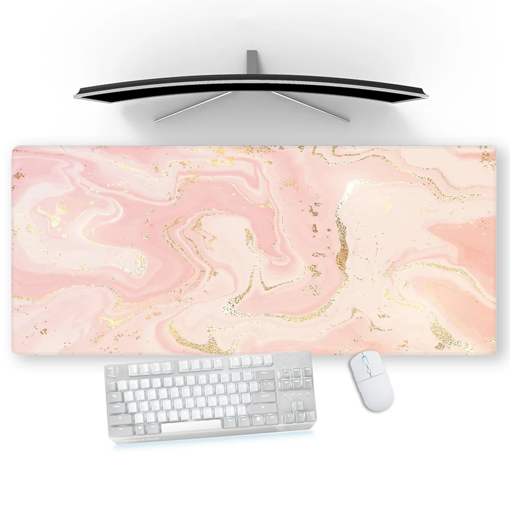 

Marble Mouse Pad Pink Strata Liquid Mausepad 70x30 Custom Large Rug Gamer Girl Accessories Kawaii Gaming Mousepads Office Mat