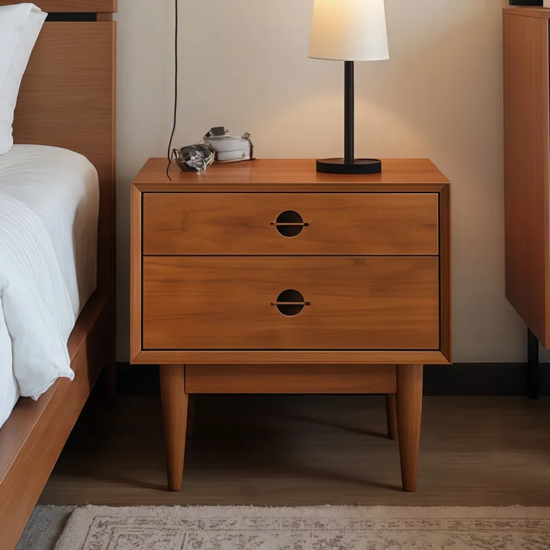 Medieval solid wood bedside table, living room locker, bedroom bedside storage cabinet