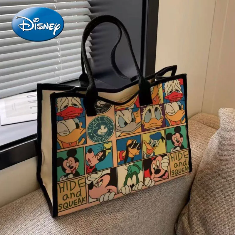 2025 Disney New Mickey Pluto Large Capacity Women’s Canvas Bag Cartoon Casual Shoulder Commuting Mummy Bag