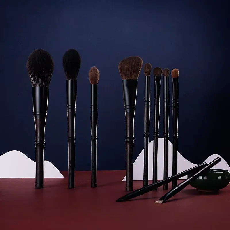 

MyDestiny-Luxury 10pcs Professional Makeup Brushes Set-Ebony High Grade Brush Set-Soft Animal Fox Squirrel Goat Hair