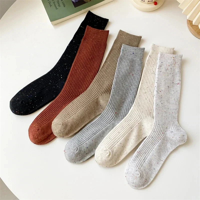 Women's Long Socks High Quality Autumn Winter Warm Thick Middle Tube Candy Color Korean Style Trend Elegant Pile Socks for Women