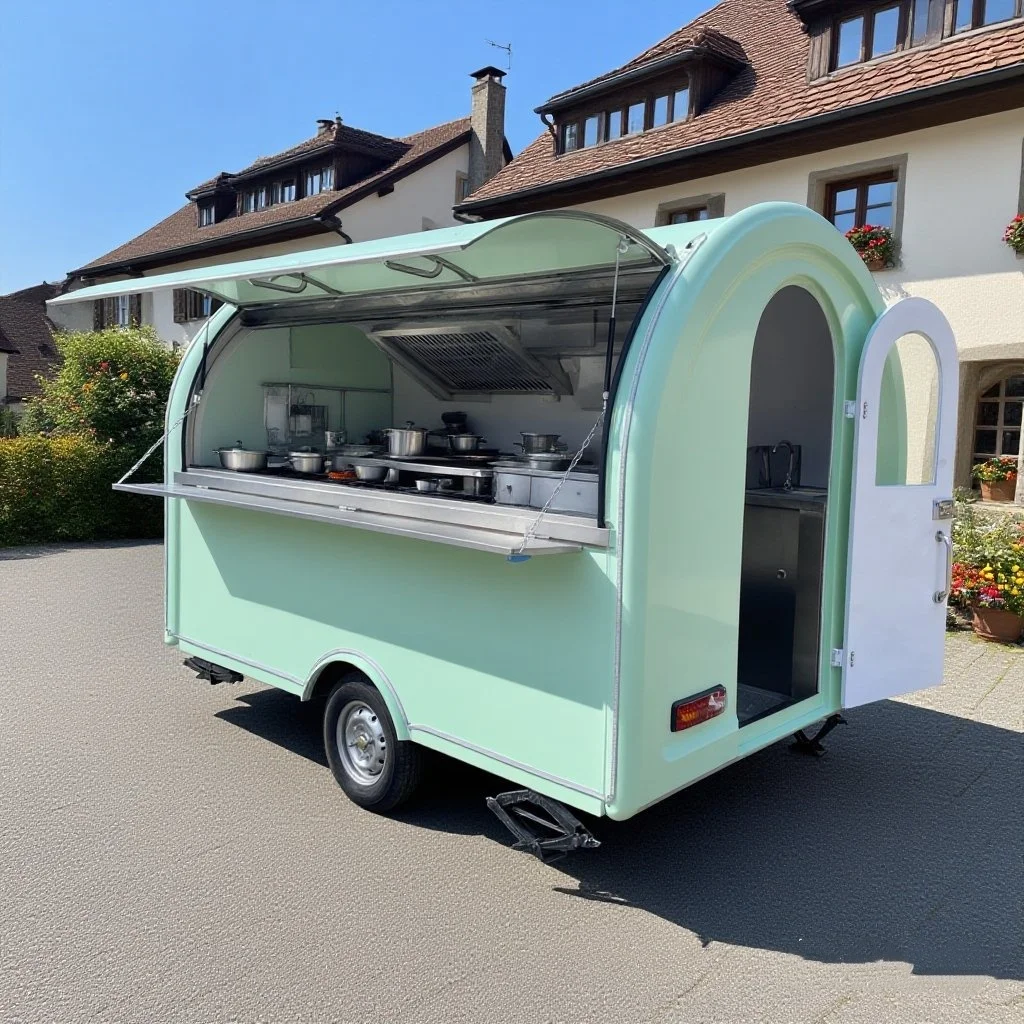Konzession Fast Food Trailer Eis Kaffee Kiosk Street Catering Trailer Hamburger Snack Cart Maßgeschneiderter Food Truck zum Verkauf