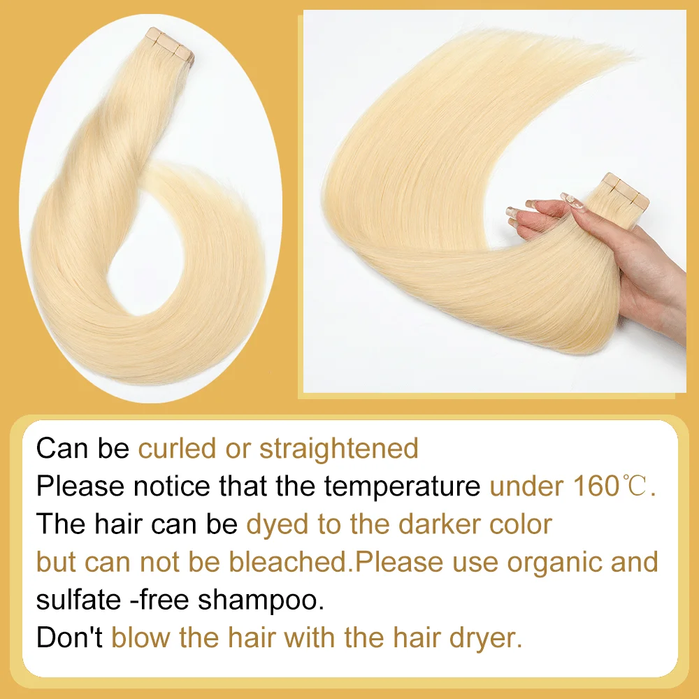 ShowCoco Double Drawn Tape in Hair Extensions Human Hair Straight 100% European Natural Seamless Skin Weft 14"-24"