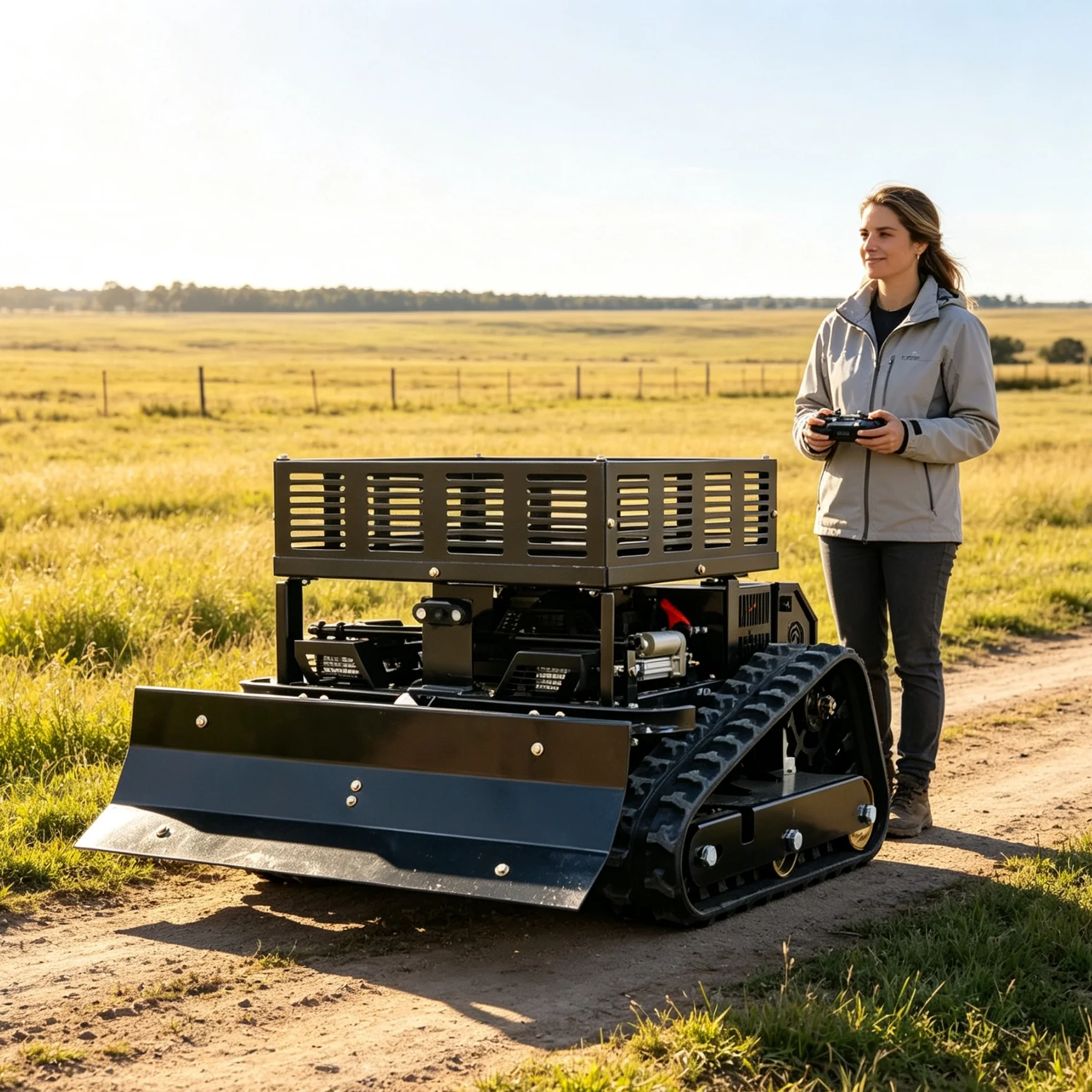 Customized 550 RC lawn mower equipped with expandable storage rack, HD display screen and detachable snow shovel for weeding
