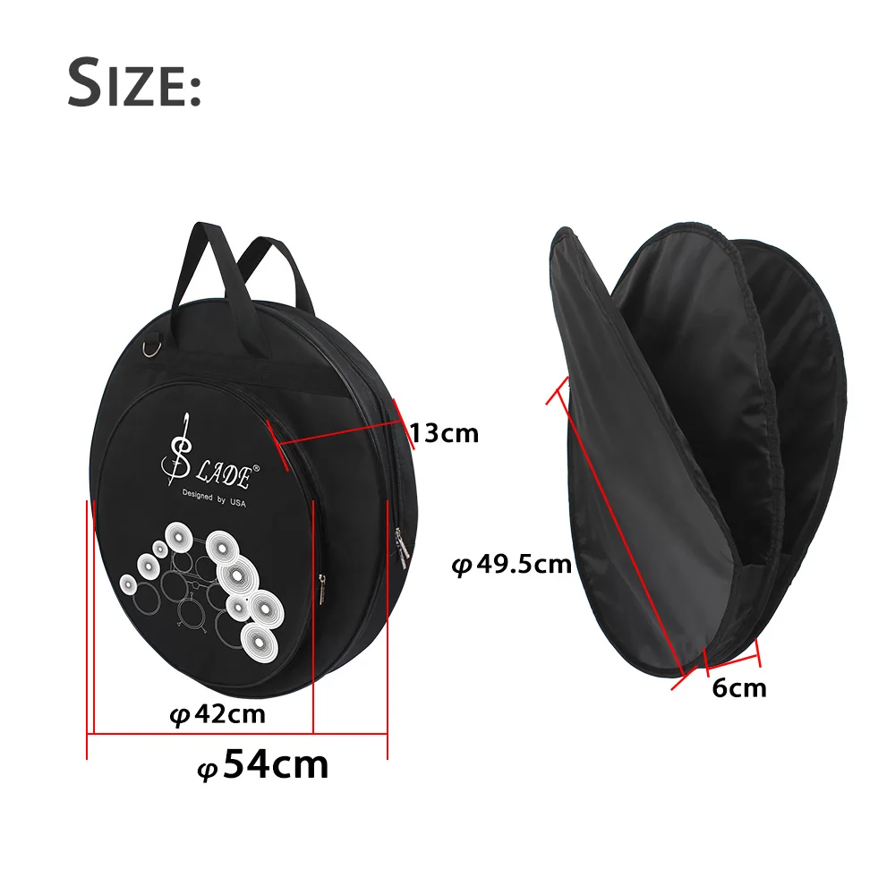 21 Inch Cymbal Gig Bag Backpack Cymbal Three Pockets with Removable Divider Shoulder Strap Percussion Instrument Accessories