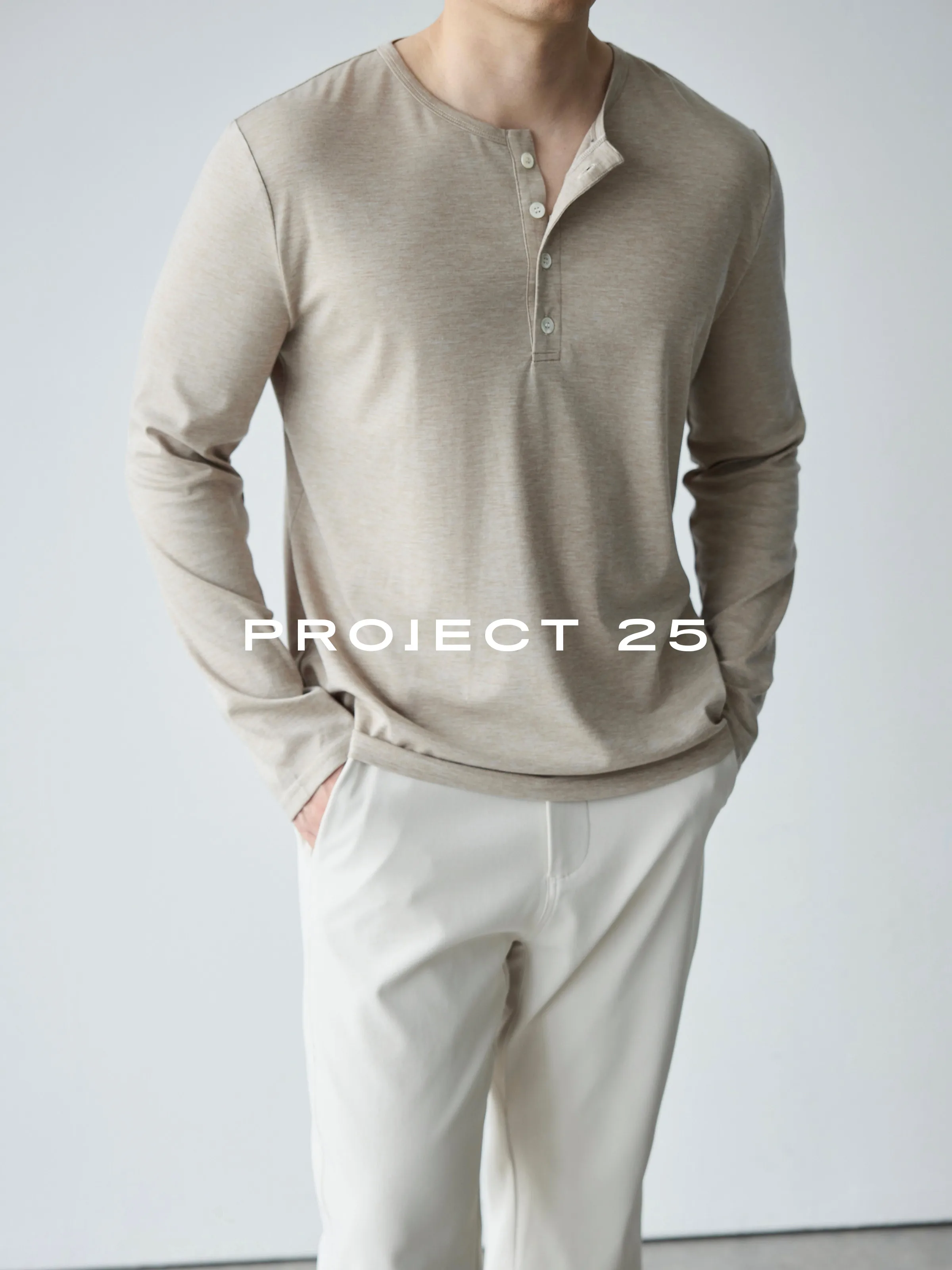 PROJECT 25 Men's Wool Blend 4-Button Henley Long Sleeve Tee | Silky Soft, Moisture-Wicking & Breathable