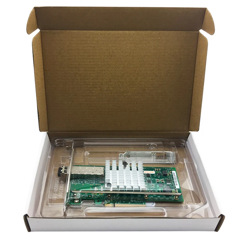 Kartu Jaringan Single-Port X520-SR1 10Gb/s PCIe 2.1 x8 dengan Chipset Intel 82599 NIC dan Transceiver 10G SFP+ 10Gbase-SR Termasuk