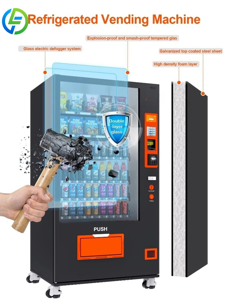 Customize Stock 3-Day Delivery Automatic Beverage and Snack Vending Machine with Card Reader for Business Drinks and Snacks