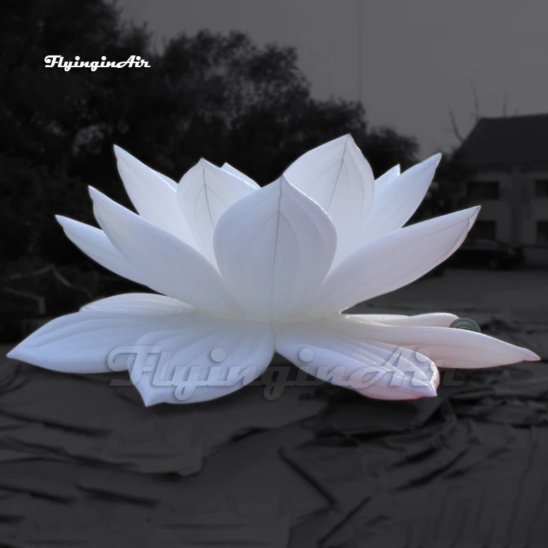 

White Large Lighting Inflatable Lotus 3m/6m Air Blow Up Flower For Park Decoration