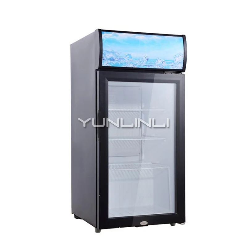 220V Commercial Refrigerator Glass Single Door Frige Lock Refrigerator Cabinet Beverage Show Cabinet Energy-saving Refrigerator