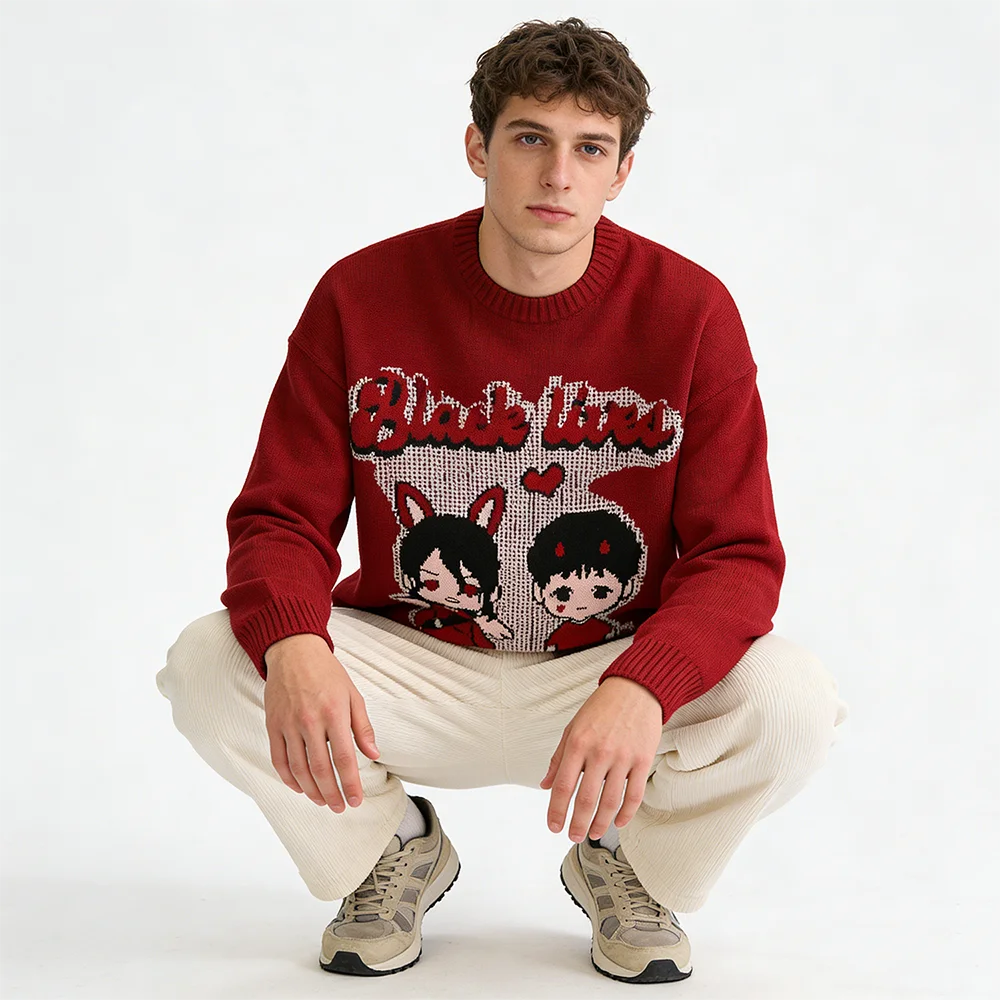 

Женский пуловер с круглым вырезом, в японском стиле