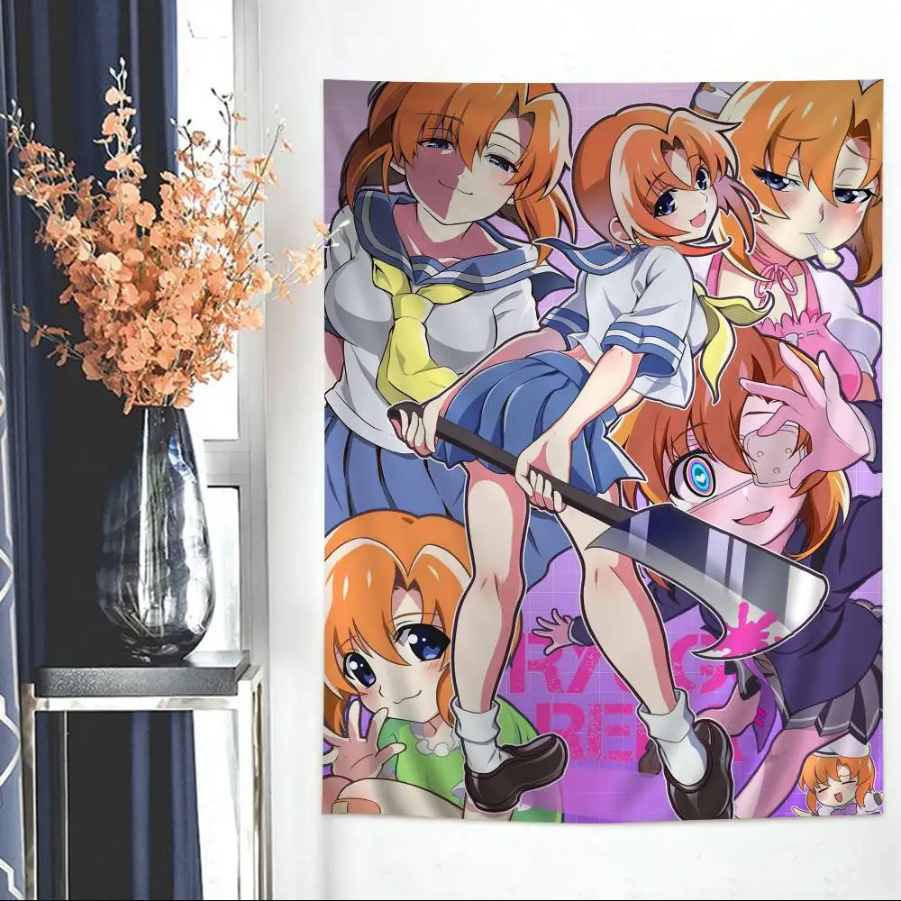 أنيمي خمر Higurashi عندما يبكون الرسم البياني نسيج لغرفة المعيشة ديكور المنزل ديكور فني للمنزل #1