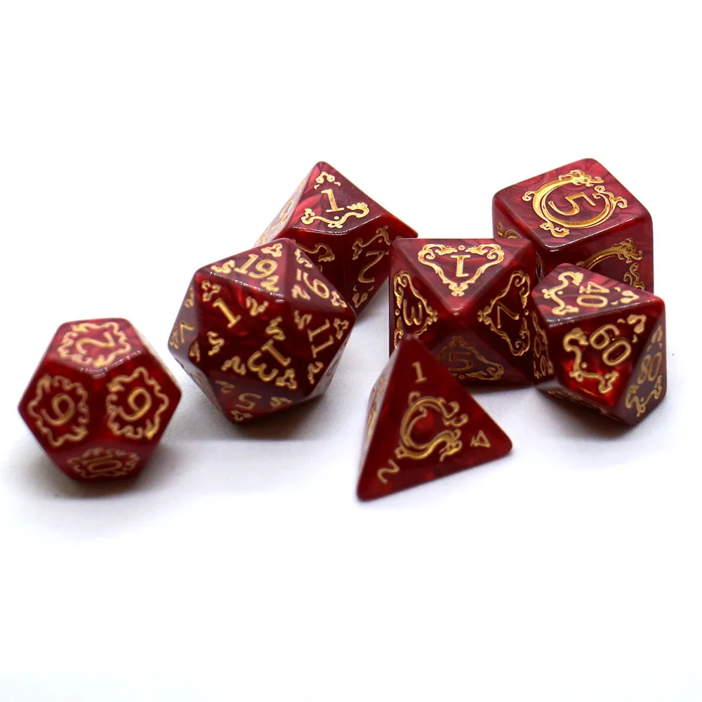7-teiliges DND-Würfelset mit Drachenmuster, mehrseitige D4 D6 D8 D10 D12 D20 Würfel, ideales Geschenk für Desktop-Spiele, Geburtstage und Festiva
