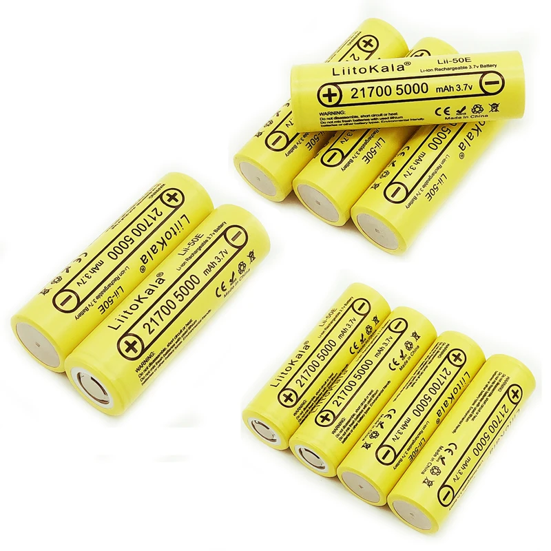 LiitoKala 21700 5000mah Lii-50E بطارية قابلة للشحن 40A 3.7 فولت 10C تفريغ بطاريات عالية الطاقة للأجهزة عالية الطاقة
