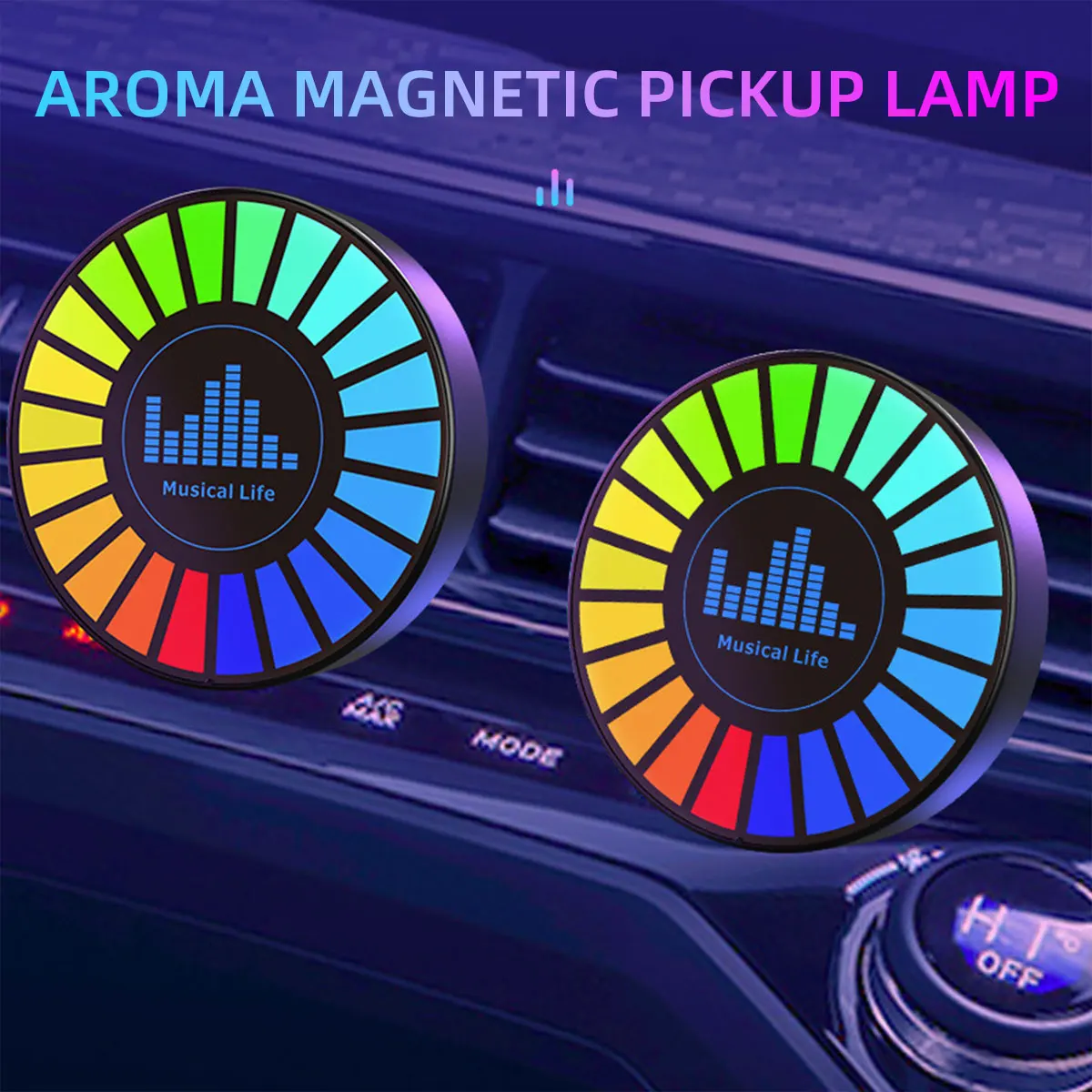 Car Music Rhythm Lamp with Fragrance Car Air Outlet Aromatherapy Clip RGB LED Strip Sound Control Voice Rhythm Atmosphere Light