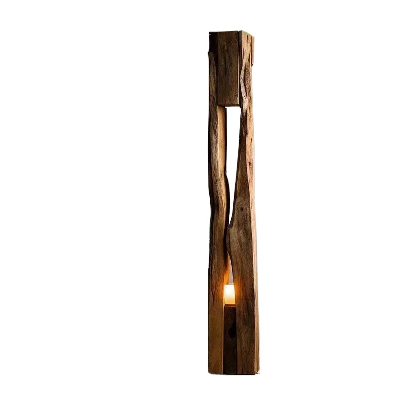 

Solid wood floor lamp, homestay weathering creative decorative wall lamp, wooden hanging in the old room