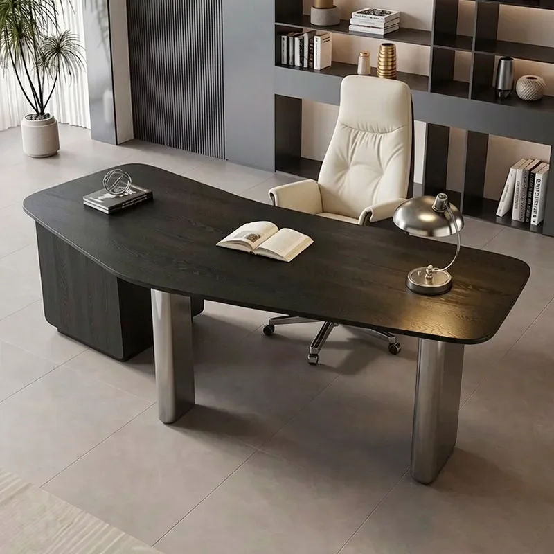 DSA Italian minimalist desk study computer table workbench light luxury high-end special-shaped solid wood desk