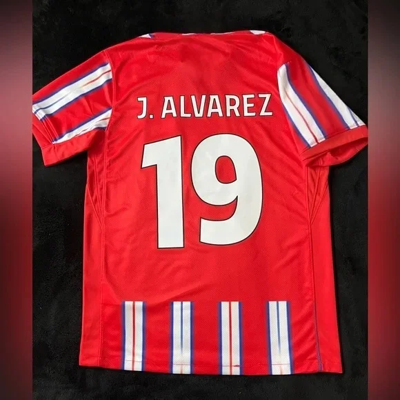 Camisa de entrenamiento deportivo con estampado 3d súper fresca y elegante de manga corta Julian Alvarez # Camiseta de fútbol local 19UCL