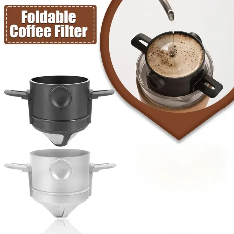 

Foldable Coffee Filter Stainless Steel Easy Clean Reusable Coffee Funnel Paperless Pour Over Holder Portable Coffee Dripper