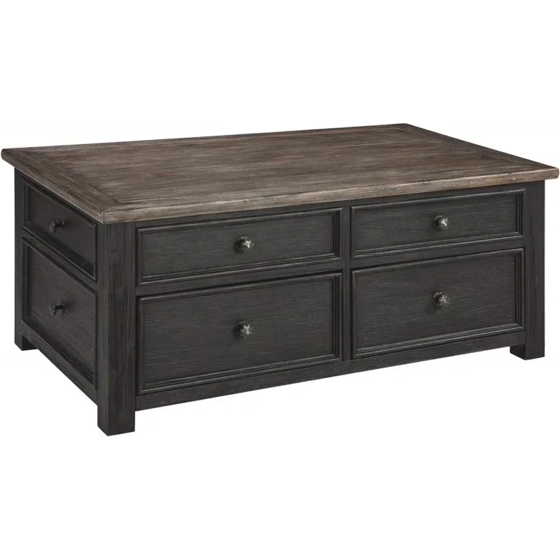 Signature Design by Ashley Tyler Creek Rustic Farmhouse Lift Top Coffee Table with Drawers, Brown & Black