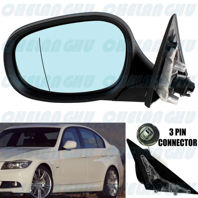 For BMW E90 E91 LCl 318i 320i 325i 330i 335i 2009 2010 2011 2012 Left 3 Pins White Painted Power Adjust Memory Mirror Assembly