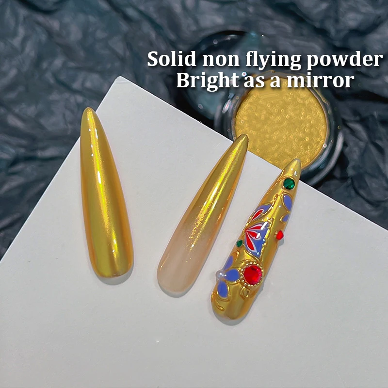 Metallic Mirror Powder Metal Nail Glitter Gold Champagne Silver Gel Polish Chrome Dust Manicure Diy Flake Decoration