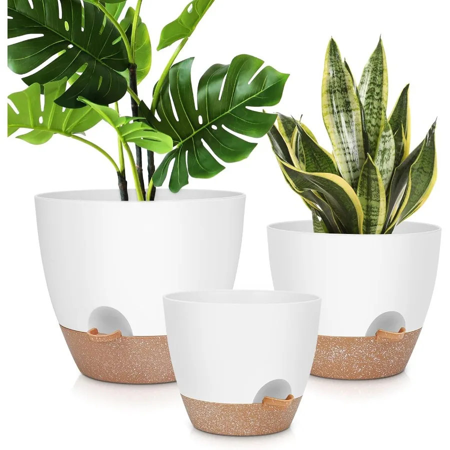 

12 10 9 Large Self Watering Plant Pots 3 Pack Flower Pots Planters with Multi Mesh Drainage Holes for Indoor Outdoor Garden Pla
