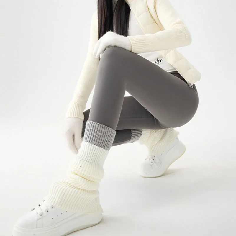 2025 جديد الشتاء زائد الصوف الدافئة طماق للنساء الكورية موضة عالية الخصر القرش السراويل رشاقته ضيق مطاطا اليوغا طماق