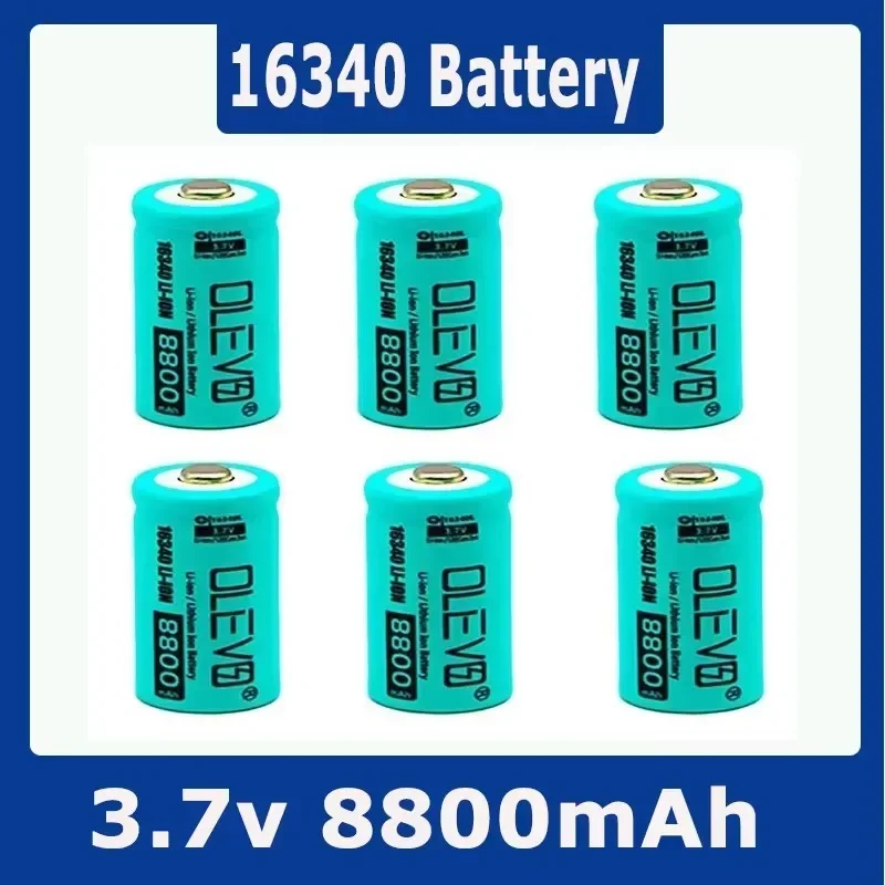 2024 New Li-ion 16340 Battery CR123A Rechargeable Batteriy 3.7V 8800mAh CR123 for Laser Pen LED Flashlight Cell Security Camara