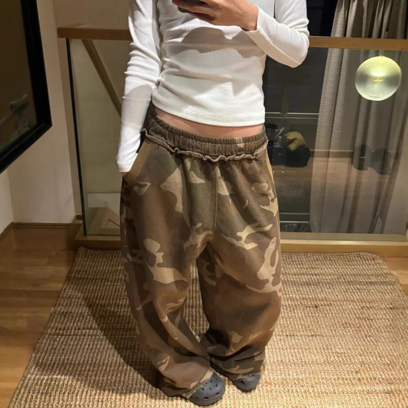 

Camouflage Wide-Leg Pants For Women Autumn Winter New Fashion Y2k Straight-Leg Casual Comfortable And Loose Sports Sweatpants