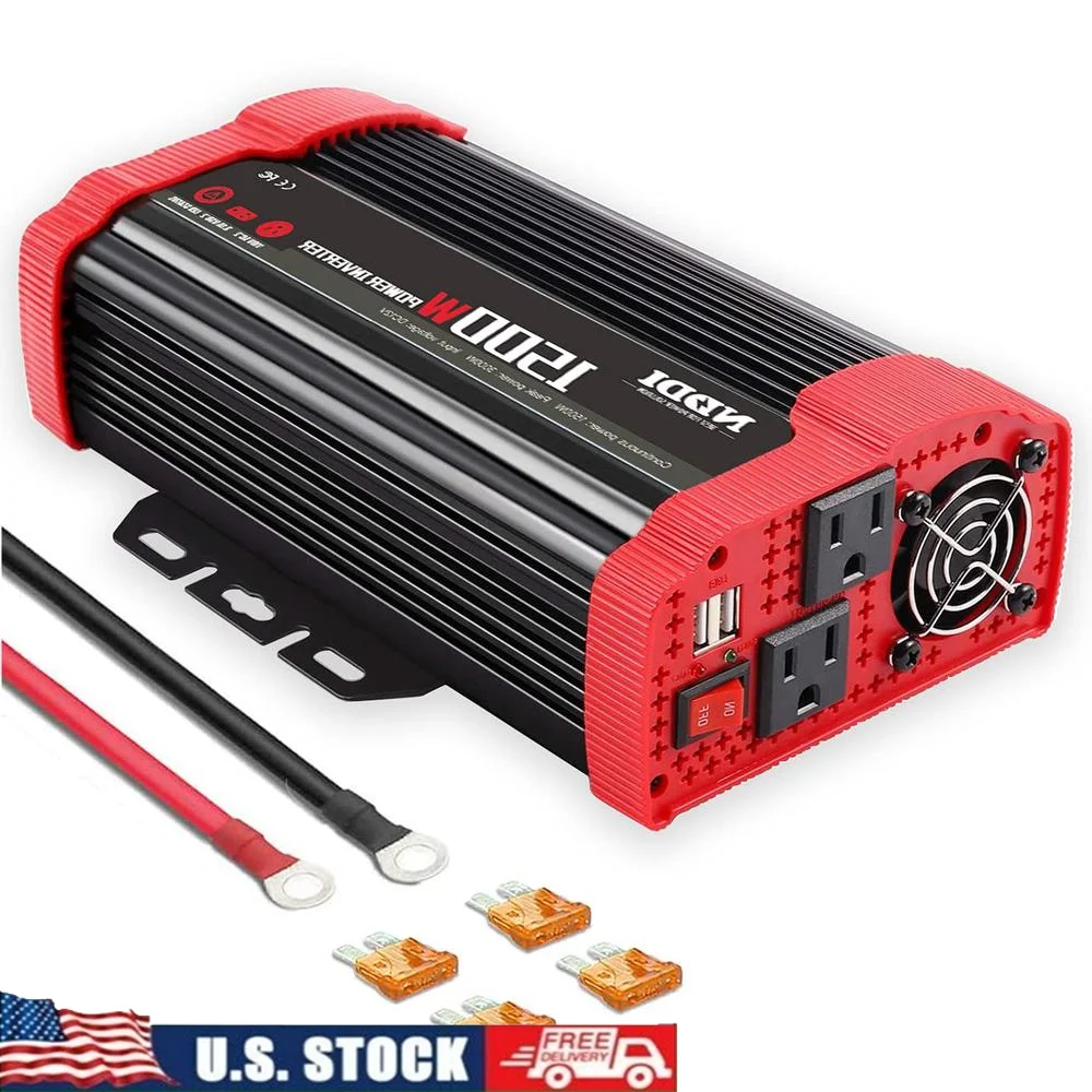 NDDI 1500W Car Power Inverter 12V DC to 110V AC Car Converter Charger Adapter with Dual 3.1A USB Port and AC Outlets Quick