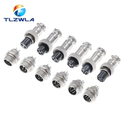 1Set GX12 2/3/4/5/6/7 Pin Male + Female 12mm L88-93 Circular Aviation Socket Plug Wire Panel Connector with Plastic Cap Lid