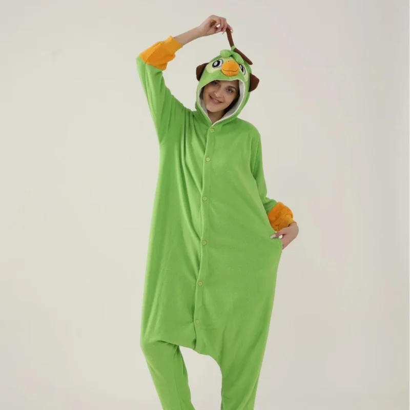 

CyCartoon Grookey One-piece Jumpsuit Long-sleeve Animal Pajamas Loose Casual Loungewear Autumn Winter Homewear for Adult