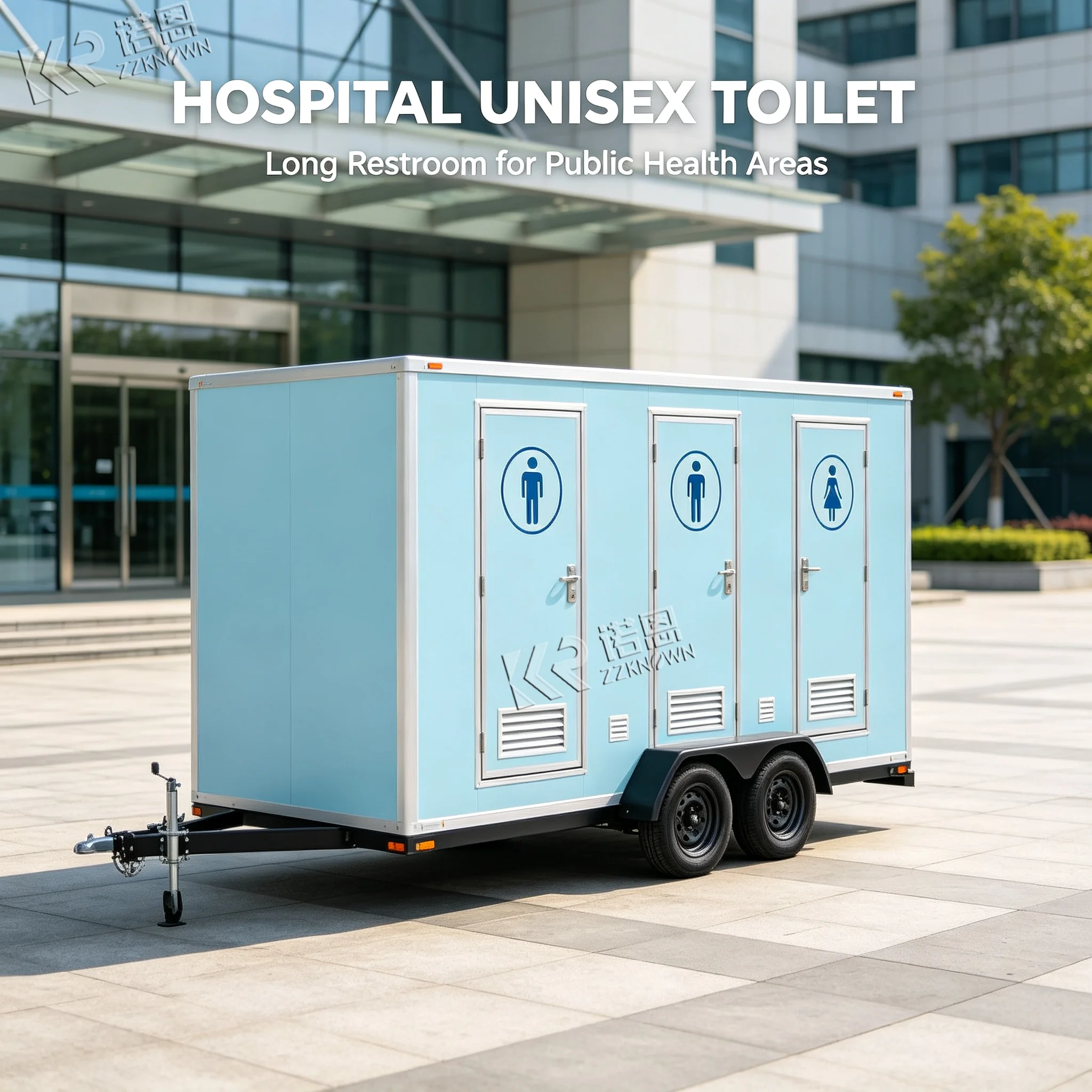 Factory Direct Mobile Toilet Trailer with Fiberglass Body, RV Water Pump, Plastic Fresh Water Tank and Complete Plumbing