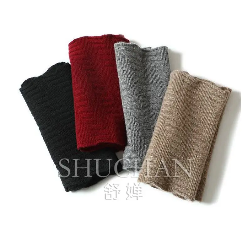 Thickened Cashmere Scarf Unisex Warm Wool Knitted Versatile Neck Protector Winter Designer Clothes Women Luxury