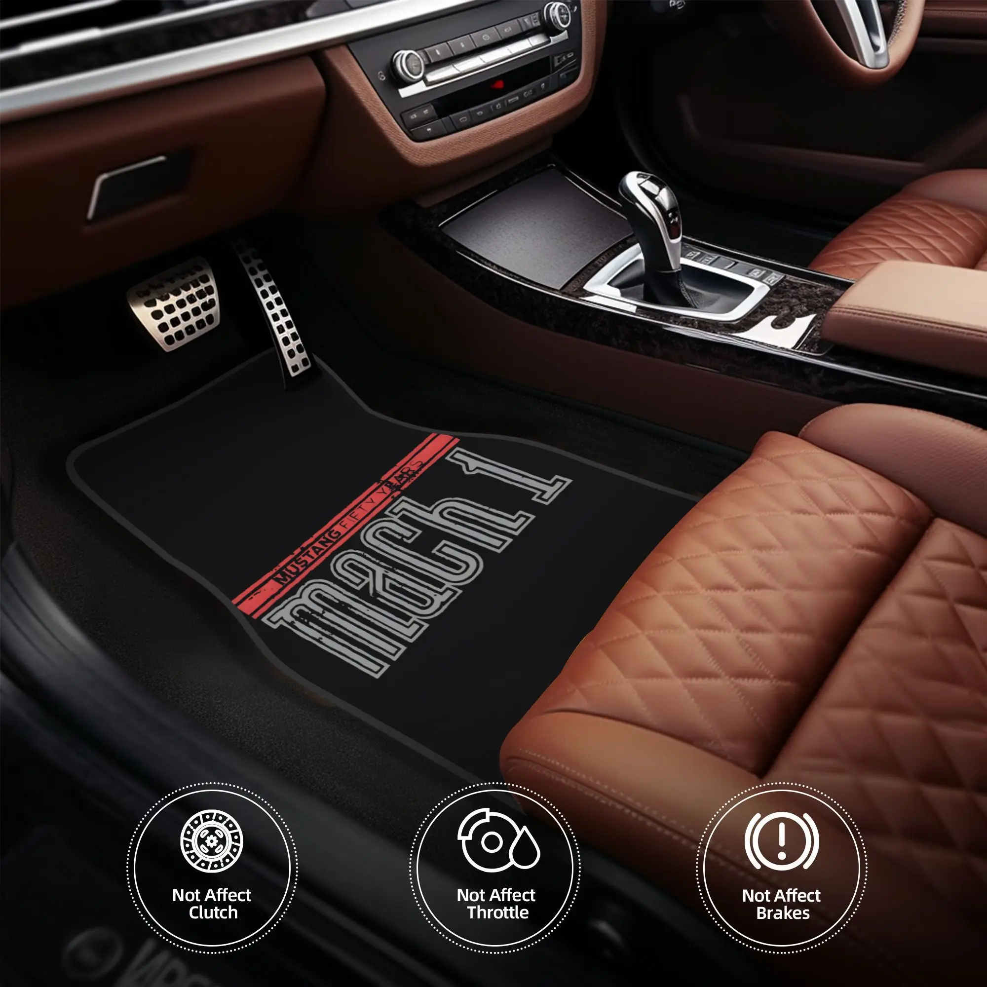 4pcs Set Suitable For Ford Mustang Mach 1 Fifty-Year Anniversary V8 50 Hot Rod Muscle Car Floor Mats, Durable, Ideal For Automot