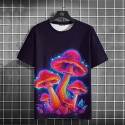 Cartoon Fashion Short Sleeve T-shirt For Men Fluorescence Mushroom Graphic Short Sleeve Breathable Men T -Shirt Boy Stylish