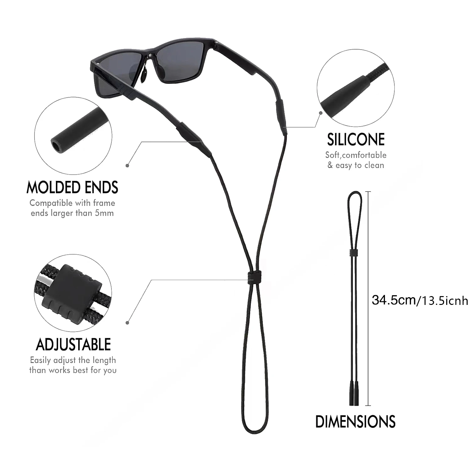 Eye Glasses Holder Strap - Sunglasses Straps Cords for Men Women - Eyeglass Holders Around Neck  String Lanyard Retainer