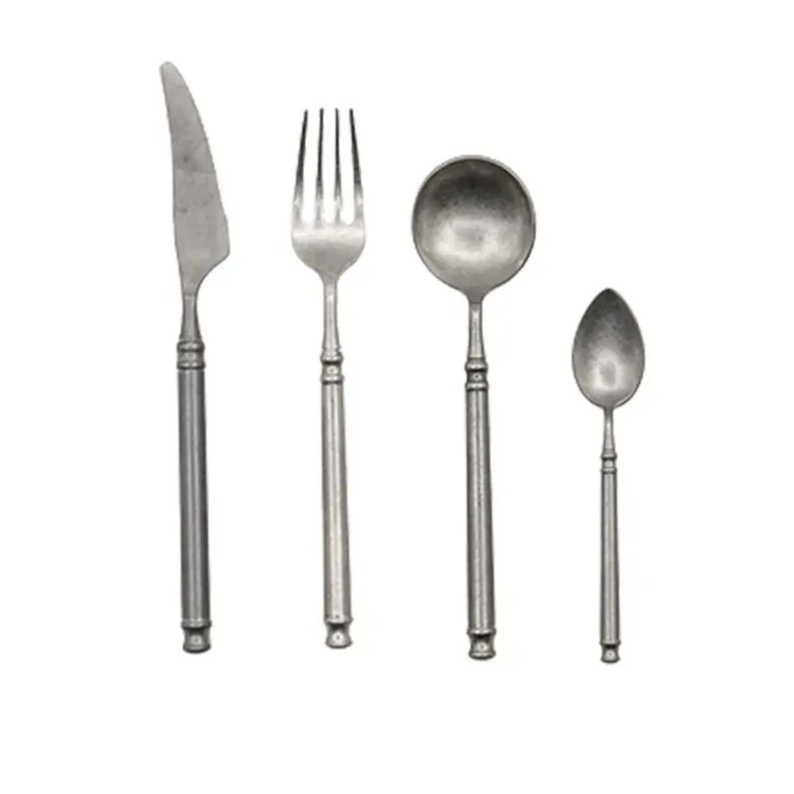 Distressed Stainless Steel Dinnerware Set Steak Knife Fork Coffee Spoon Teaspoon Four-piece Set Flatware Kitchen Tools