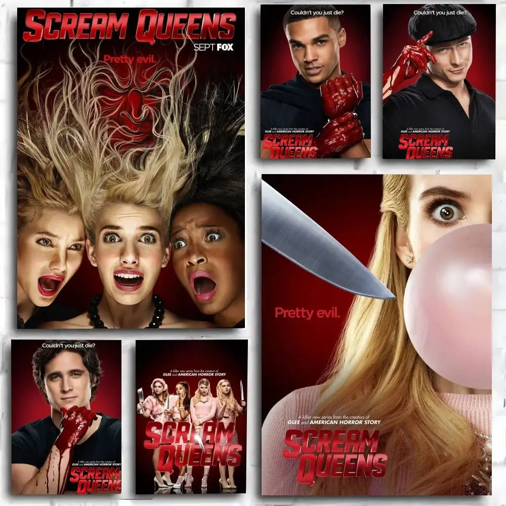 1PC TV series Scream Queens poster Self-adhesive Art Waterproof Paper Sticker Coffee House Bar Room Wall Decor