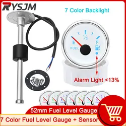 52mm Fuel Level Gauge + Fuel Level Sensor 240-33ohm With 7 Color Backlight 12V~24V For Car Digital Fuel Gauge Boat customized