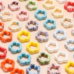 10pcs Hollow Flower Ceramic Beaded Diy Handmade Jewelry Chain Bracelet Necklace Earrings Accessories Material Charms