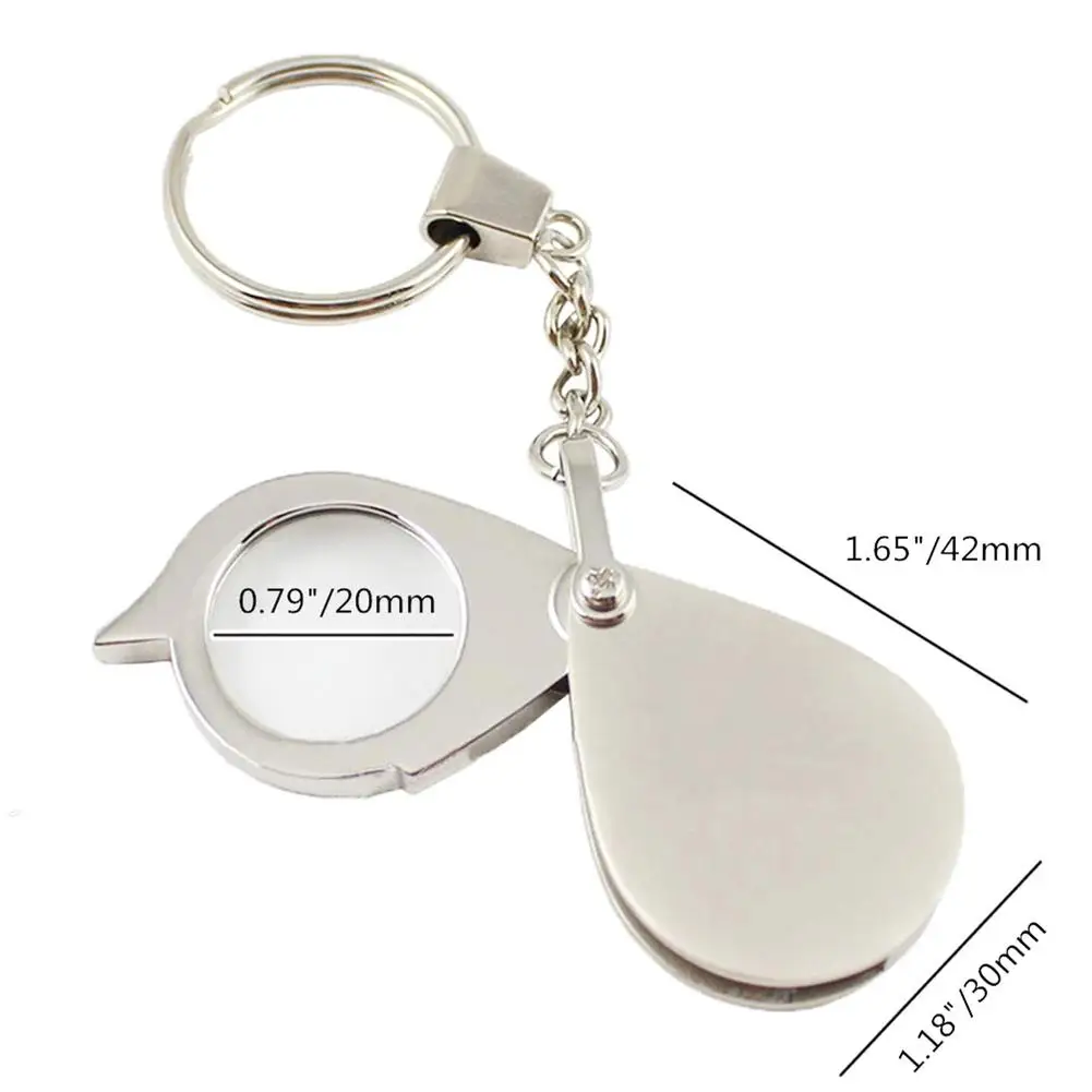 1pcs Mini Portable 15x Magnifier With Keychain Foldable Optical Glass Magnifying Glass Home Office Travel