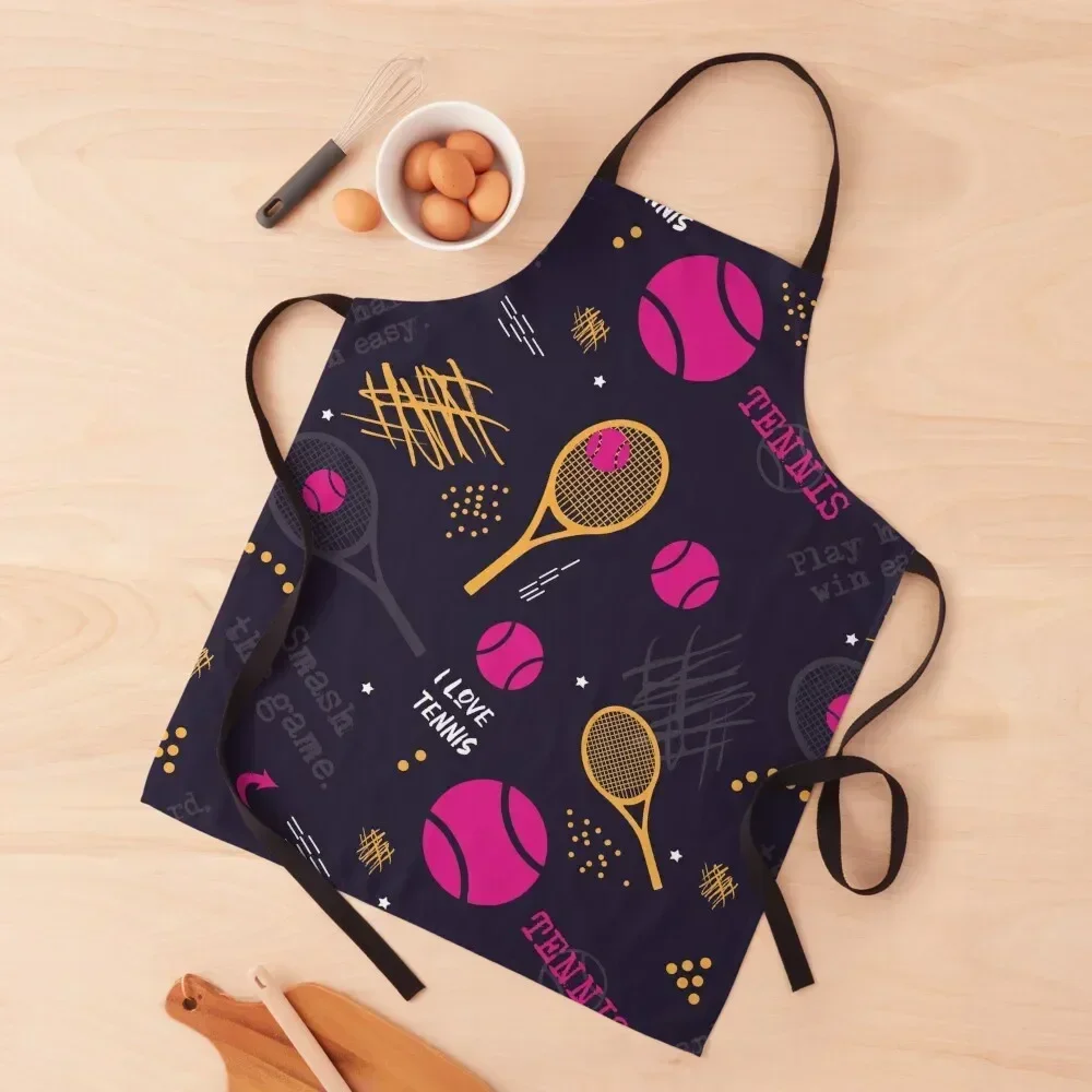 Neon Tennis pattern [pink and yellow] Apron Kitchen Utensils House Things For Home And Kitchen kitchen and home Korean Apron